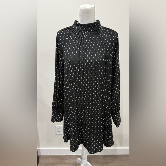 Love Riche Dresses & Skirts - Love Riche Elegant Black, Brown and White Pleated Midi Dress Size Medium